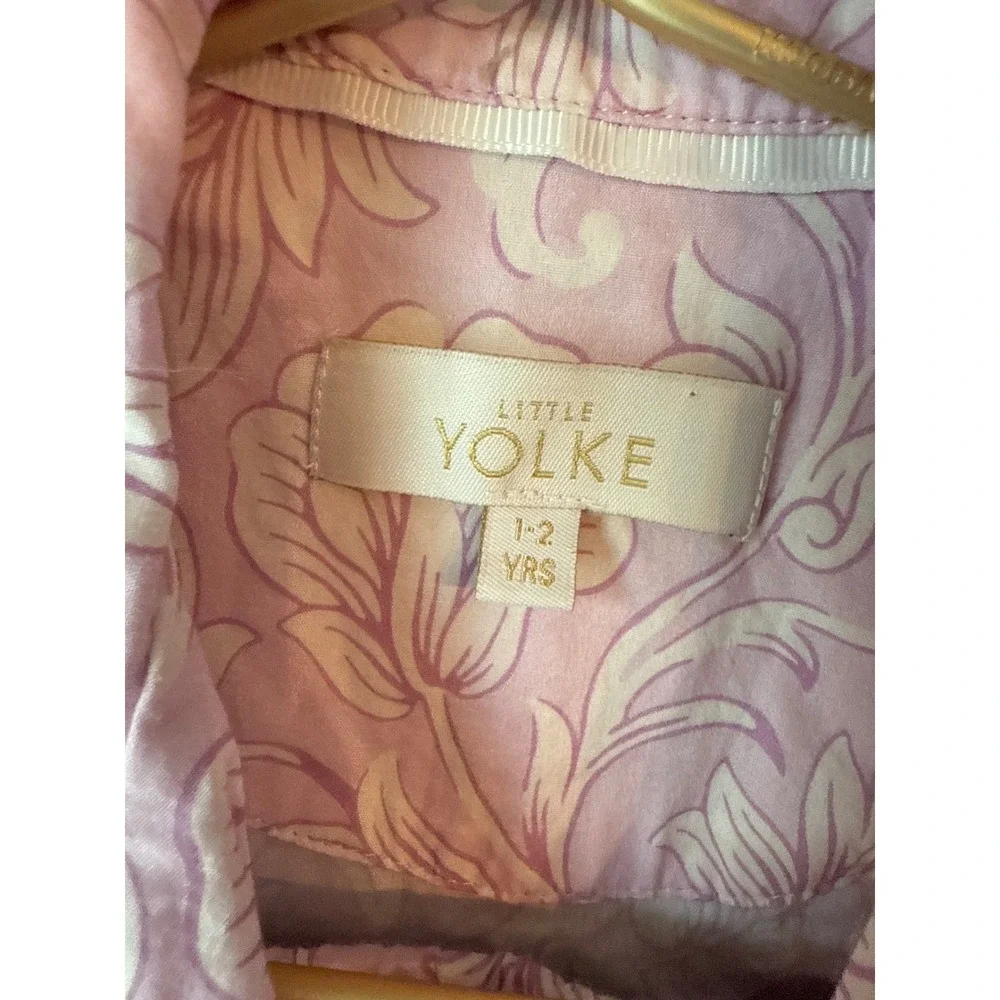 Little Yolke‎ Kids Pink Floral Pajama Set Button Down Top and Pants 1-2 YRS